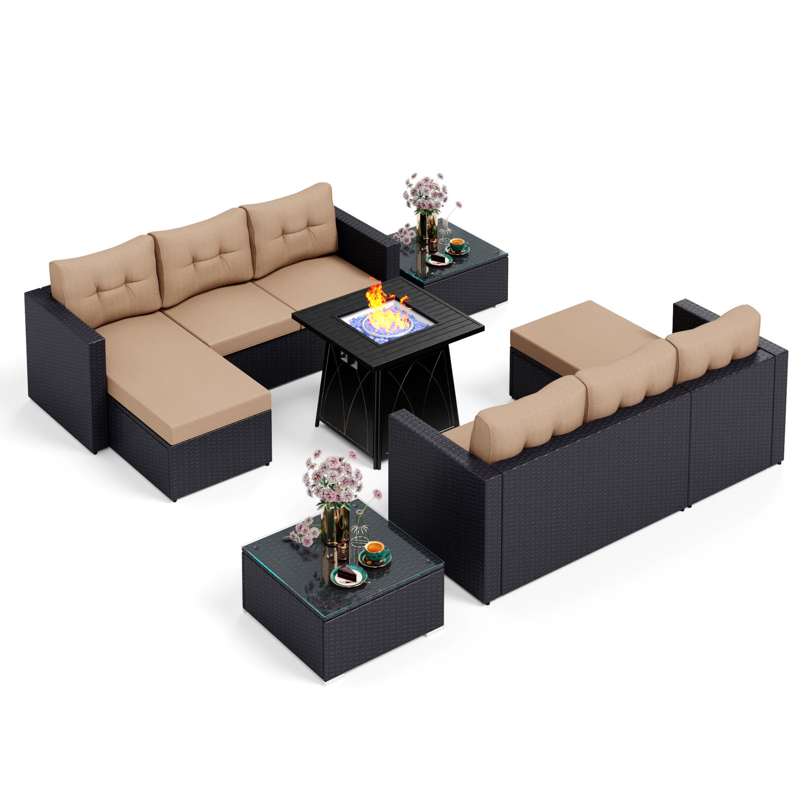 Lark Manor Lembert Polyethylene (PE) Wicker 6 - Person Seating Group with Cushions & Reviews Lark Manor Lembert Polyethylene (PE) Wicker 6 - Person Seating Group with Cushions & Reviews